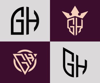 GH modern ilk harf logo tasarım vektör paketi. Bu başlangıç için hangi şirket veya markanın adı uygun olacaktır.