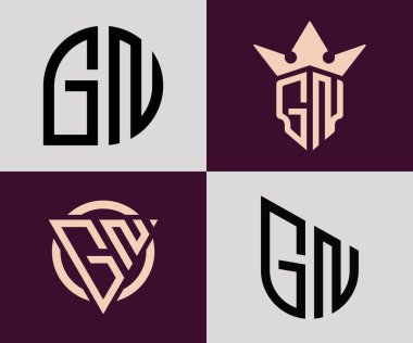 GN modern ilk harf logo tasarım vektör paketi. Bu başlangıç için hangi şirket veya markanın adı uygun olacaktır.