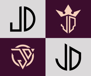 JD modern ilk harf logo tasarım vektör paketi. Bu başlangıç için hangi şirket veya markanın adı uygun olacaktır.