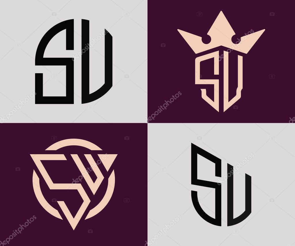 SV modern initial letter logo design vector bundle. It will be suitable for which company or brand name start those initial.