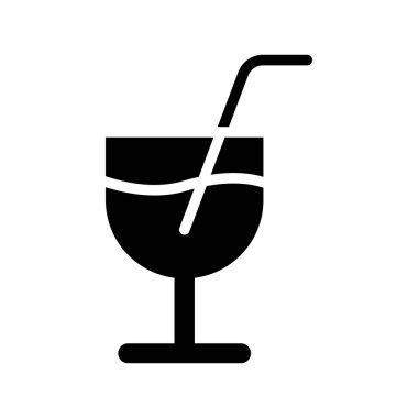 Pipetle sunulan cam bir ikonun minimalist siyah-beyaz çizimi. İçecekler, partiler veya minimalist sanat temalarını içeren uygulamalar için mükemmel.