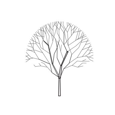 Tree silhouette on white background. Architectural symbol of tree in base layout. Simple urban design logo of tree trunk. Freehand drawing of the plants in top view in sketchy style. Top and front view of the various type of trees. clipart