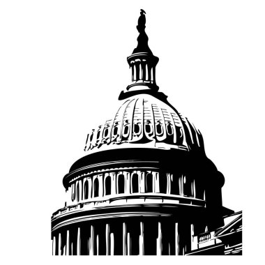 Başkent binası Washington DC vektör çizimi izole edildi