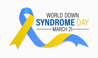21 Mart 'ta Dünya Down Sendromu Günü. Tebrik kartı, poster, el ilanı ve bayrak, arkaplan tasarımı.
