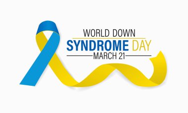 21 Mart 'ta Dünya Down Sendromu Günü. Tebrik kartı, poster, el ilanı ve bayrak, arkaplan tasarımı.