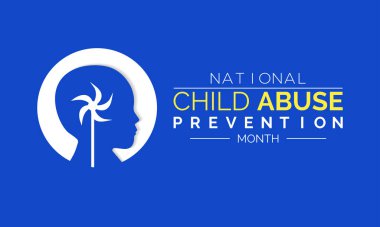 Ulusal Çocuk İstismarı Önleme ve Nisan ayının farkındalığı konulu vektör illüstrasyonu. Tebrik kartı, Banner posteri, broşür ve arkaplan tasarımı.