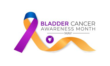 Bladder Cancer Awareness Month is May. That focuses attention on bladder cancer. Banner poster, flyer and background design. Vector illustration. clipart