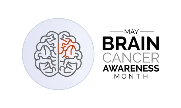 Mayıs ayında her yıl beyin kanseri farkındalığı ayı gözlemlenir. Bu insanlara beyin tümörü hastalığını desteklemek ve onları bilinçlendirmektir. Vektör illüstrasyonu.