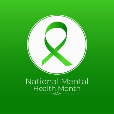 Her yıl Mayıs ayında zihinsel sağlık farkındalığı ayı gözlemlenir. Zihinsel sağlık ve sağlık hizmetleri tasarımı hakkında farkındalığı arttırıyor. Vektör illüstrasyonu.