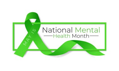 Her yıl Mayıs ayında zihinsel sağlık farkındalığı ayı gözlemlenir. Zihinsel sağlık ve sağlık hizmetleri tasarımı hakkında farkındalığı arttırıyor. Vektör illüstrasyonu.