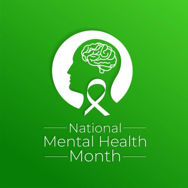 Her yıl Mayıs ayında zihinsel sağlık farkındalığı ayı gözlemlenir. Zihinsel sağlık ve sağlık hizmetleri tasarımı hakkında farkındalığı arttırıyor. Vektör illüstrasyonu.