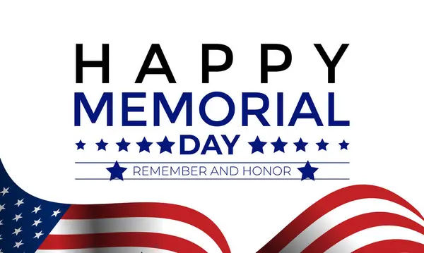 Anma Günü - Hatırlayın ve onurlandırın koyu mavi arkaplanlı, yıldızlı, çizgili, Birleşik Devletler bayrağıyla. Afiş, broşür ve arkaplan tasarımı.