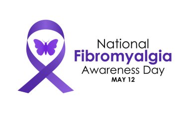 Uluslararası Fibromiyalji Farkındalık Günü, 12 Mayıs. Vektör çizimi. Arkaplan, afiş, kart, poster için şablon. Broşür tasarımı. Düz Çizim.