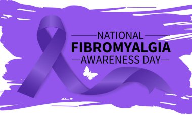 Uluslararası Fibromiyalji Farkındalık Günü, 12 Mayıs. Vektör çizimi. Arkaplan, afiş, kart, poster için şablon. Broşür tasarımı. Düz Çizim.