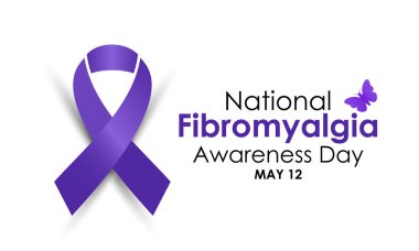 Uluslararası Fibromiyalji Farkındalık Günü, 12 Mayıs. Vektör çizimi. Arkaplan, afiş, kart, poster için şablon. Broşür tasarımı. Düz Çizim.