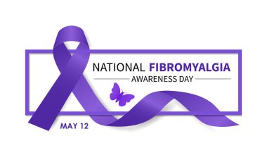 Uluslararası Fibromiyalji Farkındalık Günü, 12 Mayıs. Vektör çizimi. Arkaplan, afiş, kart, poster için şablon. Broşür tasarımı. Düz Çizim.