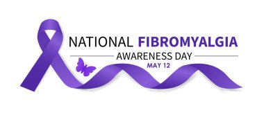 Uluslararası Fibromiyalji Farkındalık Günü, 12 Mayıs. Vektör çizimi. Arkaplan, afiş, kart, poster için şablon. Broşür tasarımı. Düz Çizim.