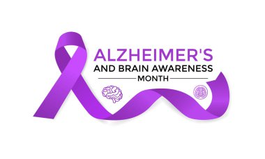 Haziran Vektör İllüstrasyonunda her yıl Alzheimer ve Beyin Bilinci ayı gözlemlenir. Sancak tasarım şablonu.