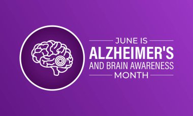 Alzheimer's and Brain awareness month is observed every year in June Vector Illustration. Banner design template. clipart