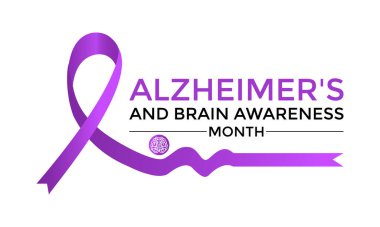 Haziran Vektör İllüstrasyonunda her yıl Alzheimer ve Beyin Bilinci ayı gözlemlenir. Sancak tasarım şablonu.