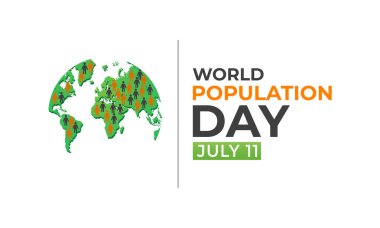 Dünya Nüfus Günü temasında vektör illüstrasyonu. Aşırı kalabalık, aşırı dolu bir toprağı olan farklı insanlar. Afiş, broşür ve arkaplan tasarımı.