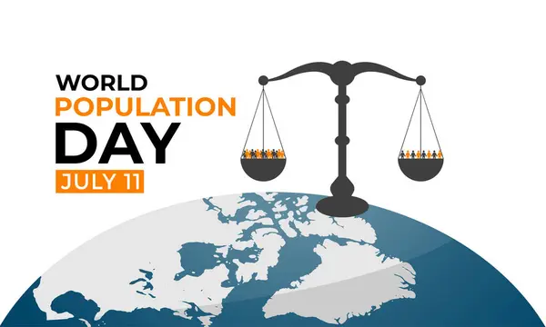 stock vector Vector illustration on the theme of World Population Day. Diverse people with Overcrowded, overloaded earth. Banner poster, flyer and background design.