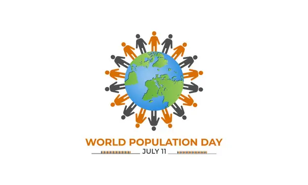 stock vector Vector illustration on the theme of World Population Day. Diverse people with Overcrowded, overloaded earth. Banner poster, flyer and background design.