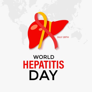 Dünya Hepatit Günü 'nün vektör çizimi, 28 Temmuz. Karaciğer ve kurdele tasarımı örnekleriyle el. Afiş, broşür ve arkaplan tasarımı.