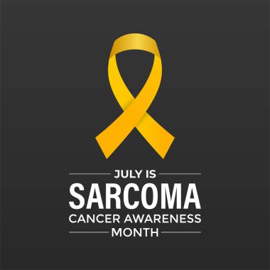 Vektör Resimli Sarkoma ve Kemik Kanseri Farkındalığı Kaligrafi Posteri Tasarımı. Gerçekçi Sarı Kurdele. Kemik Kanseri, geçmiş.