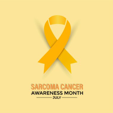 Vektör Resimli Sarkoma ve Kemik Kanseri Farkındalığı Kaligrafi Posteri Tasarımı. Gerçekçi Sarı Kurdele. Kemik Kanseri, geçmiş.