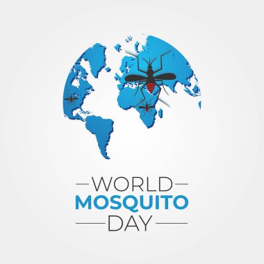 Dünya Sivrisinek Günü, vektör sivrisinek. Dünya haritası Sıtma Günü, Dang humması. Afiş, broşür ve arkaplan tasarımı. Vektör illüstrasyon tasarımı.