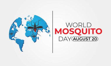 Dünya Sivrisinek Günü, vektör sivrisinek. Dünya haritası Sıtma Günü, Dang humması. Afiş, broşür ve arkaplan tasarımı. Vektör illüstrasyon tasarımı.