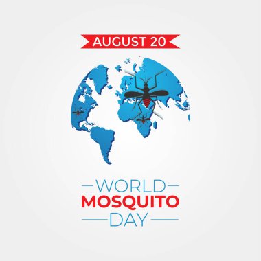 Dünya Sivrisinek Günü, vektör sivrisinek. Dünya haritası Sıtma Günü, Dang humması. Afiş, broşür ve arkaplan tasarımı. Vektör illüstrasyon tasarımı.