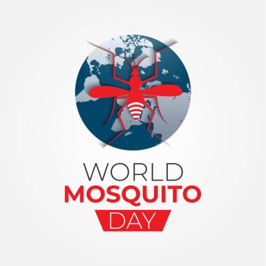 Dünya Sivrisinek Günü, vektör sivrisinek. Dünya haritası Sıtma Günü, Dang humması. Afiş, broşür ve arkaplan tasarımı. Vektör illüstrasyon tasarımı.