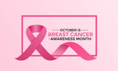 Göğüs kanseri farkındalığı pembe kurdele. Banner şablon tasarımı. Ekim ayında, yani Meme Kanseri Farkındalığı Ayı 'nda, bu kurdele kampanyalarda farkındalığı artırmak için yaygın olarak kullanılır..