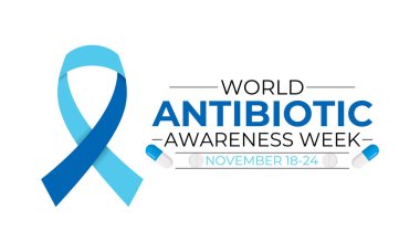 Antibiotic awareness week observed every year in during november 18 to 24. World antimicrobial awareness month. Vector illustration. Banner poster and background design template. clipart