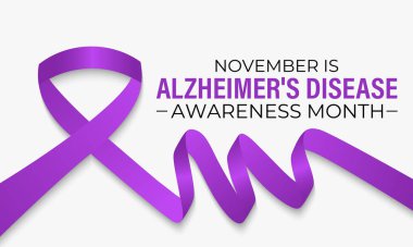 Alzheimer hastalığı her yıl Kasım ayında gözlemlenir. Novembers Focus: Alzheimer Hastalıkları için Farkındalığı Artırma. Afiş, el ilanı ve arkaplan tasarım şablonu.