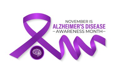 Alzheimer hastalığı her yıl Kasım ayında gözlemlenir. Novembers Focus: Alzheimer Hastalıkları için Farkındalığı Artırma. Afiş, el ilanı ve arkaplan tasarım şablonu.