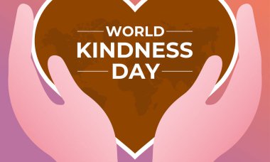 Dünya İyilik Günü Vektör İllüstrasyonu 13 Kasım 'da. Dünya ve Yardım İçin Sevgi Banner ile el ele, poster ve arka plan tasarım şablonu. 10 saniye..