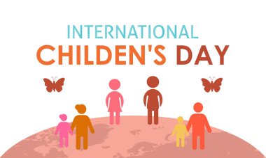 Mutlu Çocuk Günleri. Evrensel Çocuk Günü. 20 Kasım. Afiş, broşür ve arka plan tasarım şablonu. Vektör illüstrasyonu.