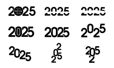 Mutlu yıllar fırça darbeleri ve 2025 numaralar. Yeni yıl arifesini kutluyoruz. Kartlar, baskılar, sosyal medya, afişler için tasarım. Geçmişin vektör illüstrasyonu. Eps 10