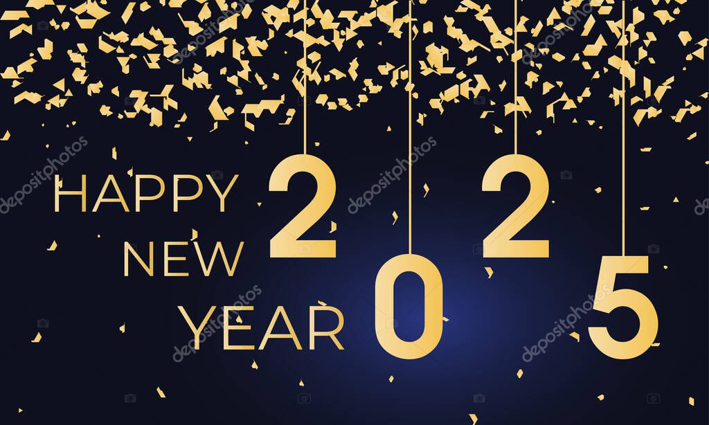 Happy New Year Brush stroke and fill numbers 2025. Celebration New Year's Eve. Design for cards, prints, social media, banner. Vector illustration of background. Eps 10