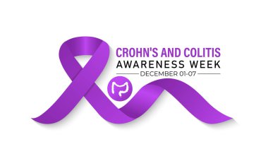 Crohn 's ve Colitis Farkındalık Haftası Aralık ayında her yıl kutlanır. Vektör illüstrasyonu. Bayrak posteri, el ilanı ve arkaplan tasarım şablonu.