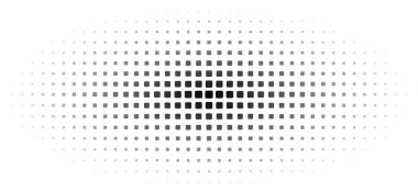 Grunge 'la yarım tonluk eğim arkaplanı. Kenarları soluk olan kum sesi dokusu. Beyaz ve siyah kum gürültülü retro stil dekoratif duvar kağıdı ile piksellenmiş vektörler ile arkaplan.