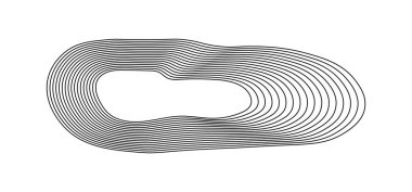 Topoğrafik harita arkaplanlı coğrafya çizgisi haritası. Topografi çemberli organik dalgalanma çizgisi şekilli bir vektör. Dinamik dalgalı siyah formlar ve beyaz arka planda izole edilmiş. Şeffaf beyaz arka plan. Eps