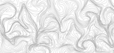 Topoğrafik harita arkaplanlı coğrafya çizgisi haritası. Topografi çemberli organik dalgalanma çizgisi şekilli bir vektör. Dinamik dalgalı siyah formlar ve beyaz arka planda izole edilmiş. Şeffaf beyaz arka plan. Eps