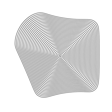 Topoğrafik harita arkaplanlı coğrafya çizgisi haritası. Topografi çemberli organik dalgalanma çizgisi şekilli bir vektör. Dinamik dalgalı siyah formlar ve beyaz arka planda izole edilmiş. Şeffaf beyaz arka plan. Eps
