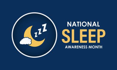 Ulusal Uyku Farkındalığı Ayı Mart ayında iyi bir uyku sağlığının kişinin genel sağlığı üzerindeki etkisinin altı çizilmelidir. Afiş, el ilanı ve arkaplan tasarım şablonu.