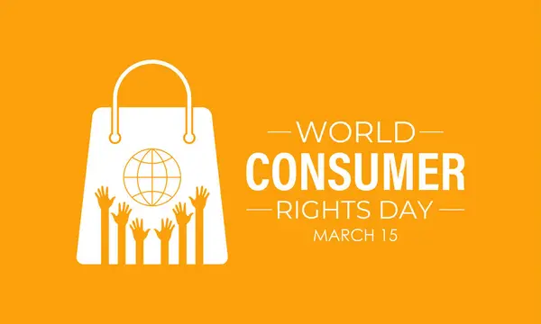 Dünya Tüketici Hakları Günü 15 Mart 'ta kutlanıyor. Pankart, kartlar, baskılar, sosyal medya, poster, broşür ve arkaplan tasarımı için kağıt kesimi tasarım Vektör Tasarımı. Eps 10.