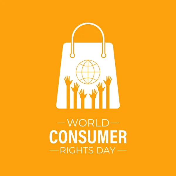 Dünya Tüketici Hakları Günü 15 Mart 'ta kutlanıyor. Pankart, kartlar, baskılar, sosyal medya, poster, broşür ve arkaplan tasarımı için kağıt kesimi tasarım Vektör Tasarımı. Eps 10.
